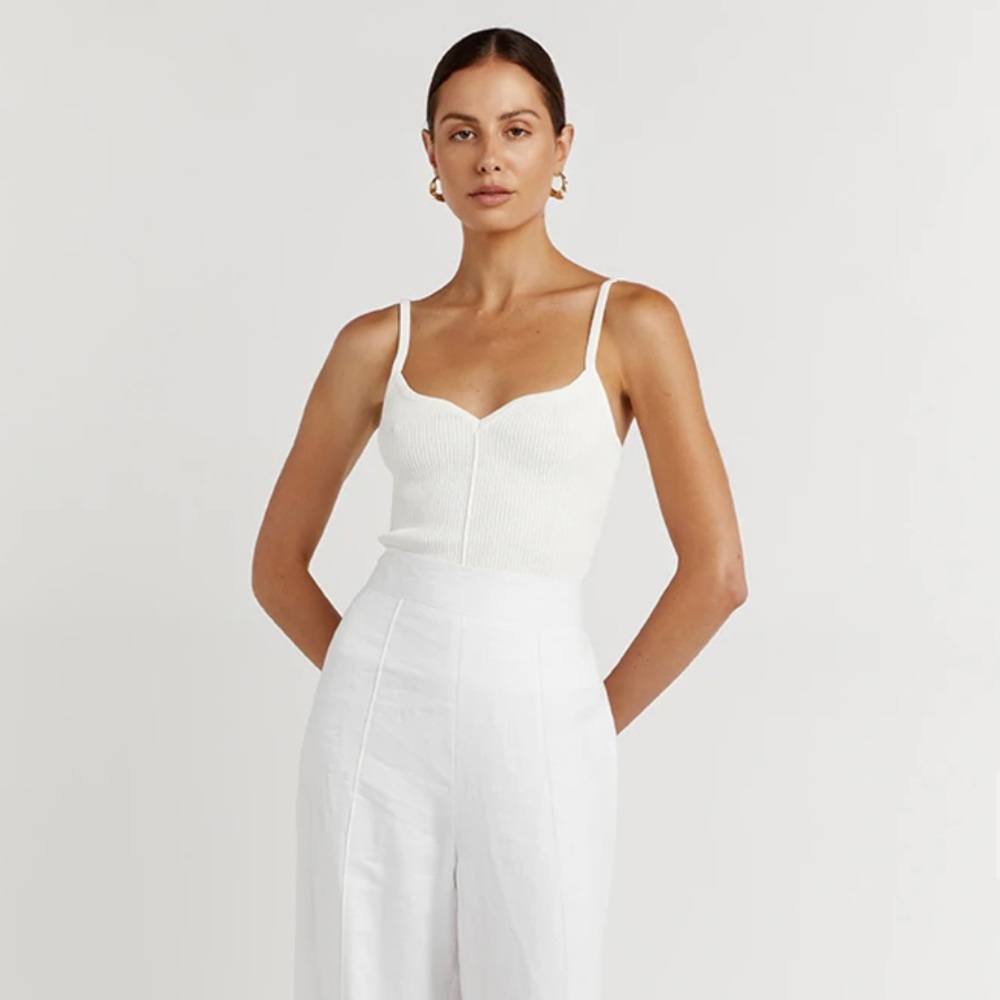 Dissh Element White Sweetheart Ribbed Tank NWT